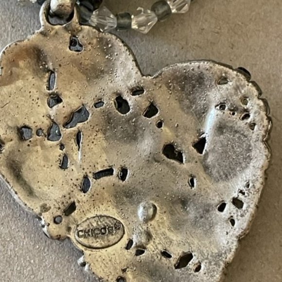 Chicos Gorgeous Amethyst Chip Necklace base metal with Glass Beads Pearls - Picture 8 of 9